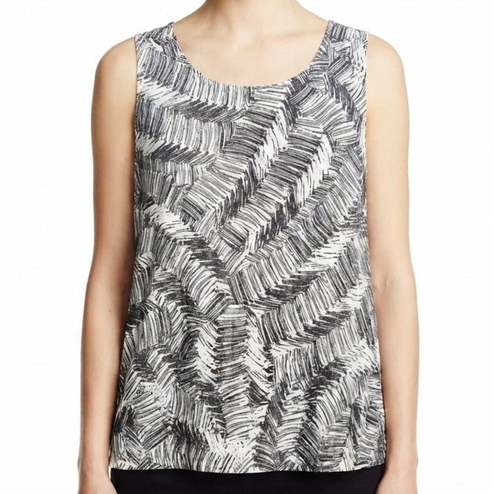 Chico's Etched Leaf Tank Top Womens 1 Medium Lavastone Travelers Collection